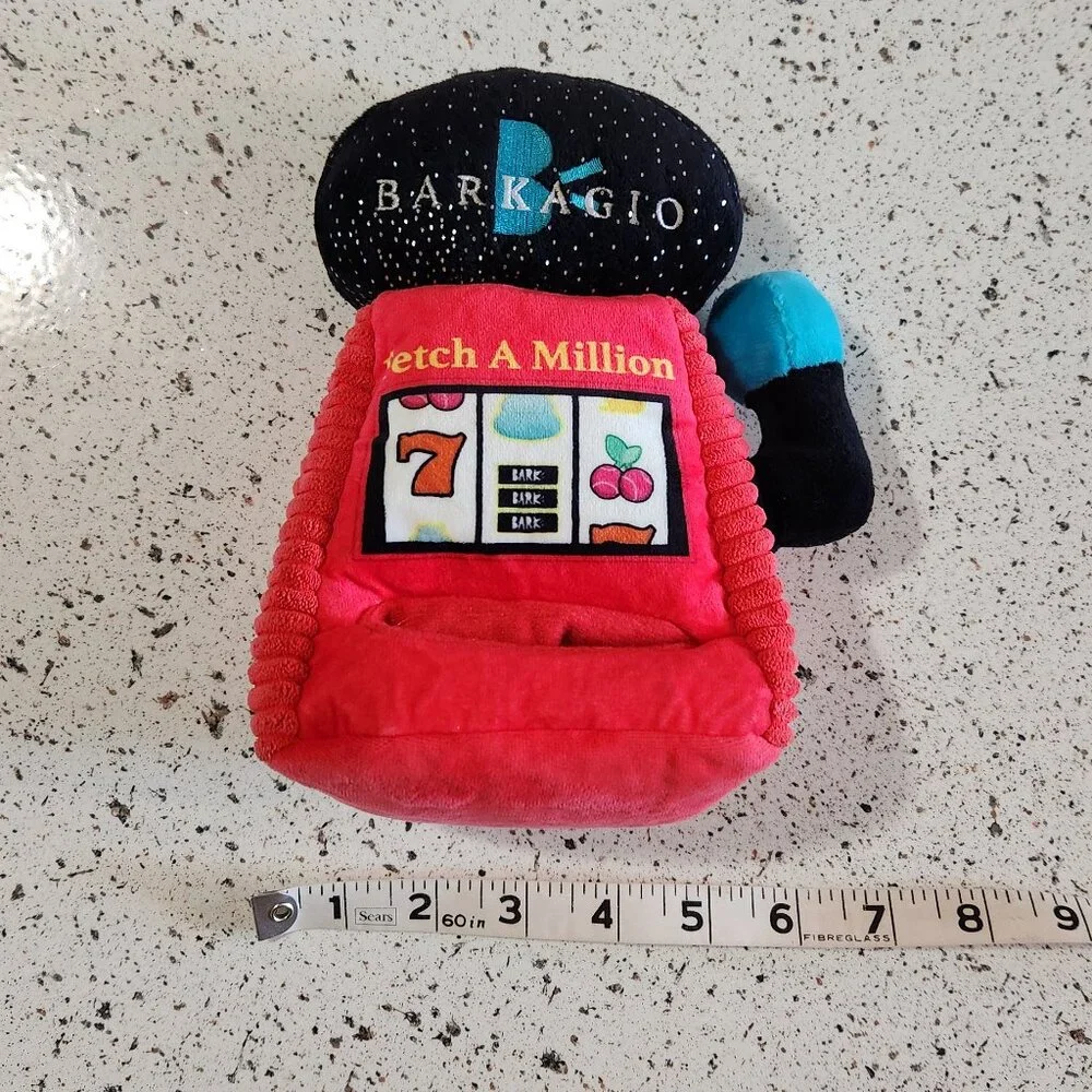 Bark Barkagio Slot Muttchine Machine Casino Squeaky Crinkle Plush Dog Toy sz M/L